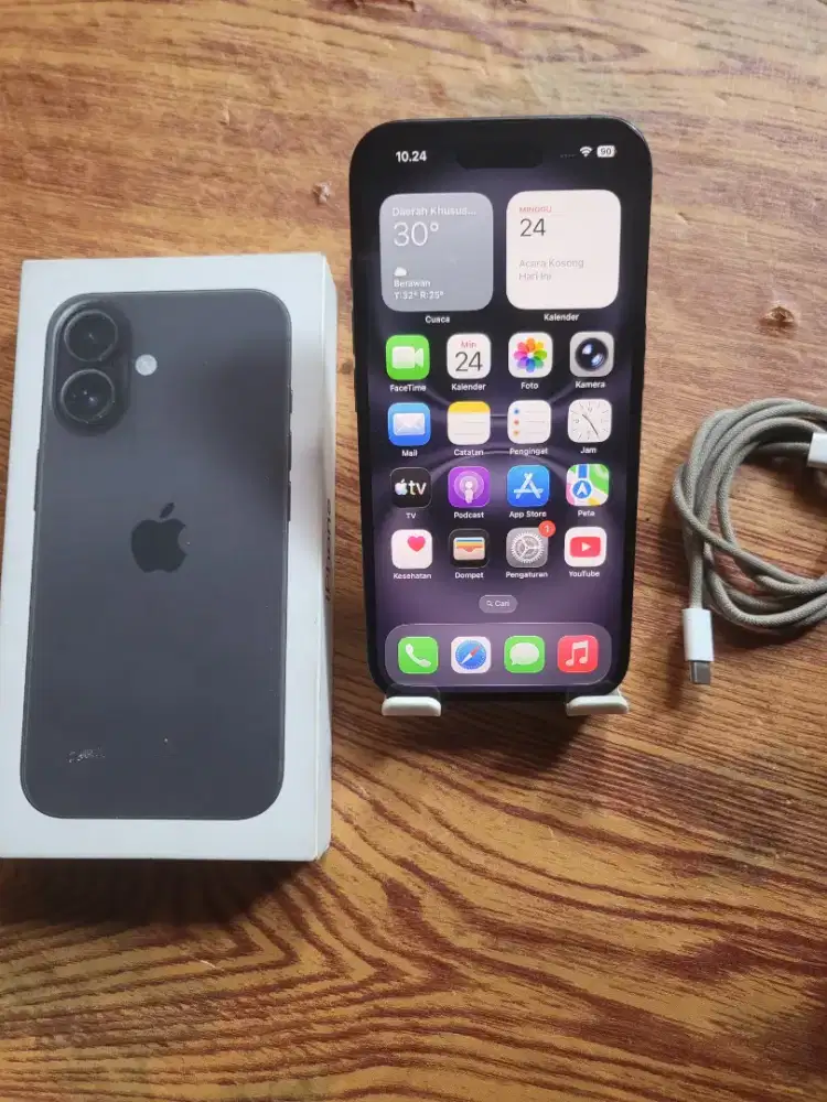 Iphone 16 128gb black ibox fulset mulus normal no minus garansi aktif