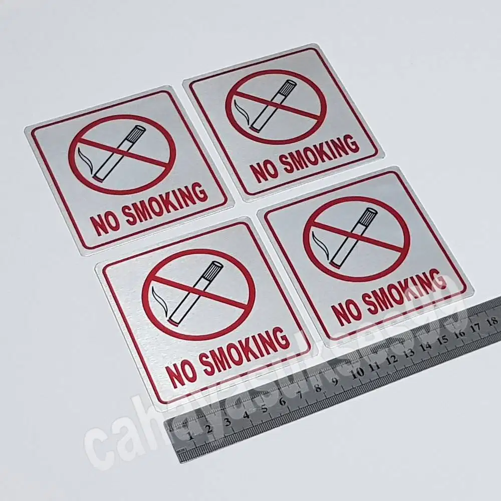 Sticker Aluminium Sign Board No Smoking 9cm Stiker Label Kantor