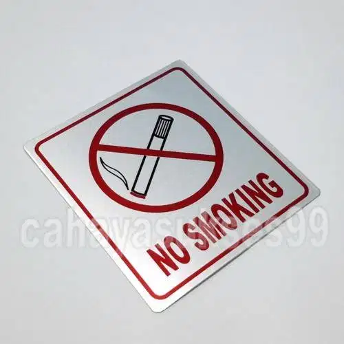 Sticker Aluminium Sign Board No Smoking 9cm Stiker Label Kantor