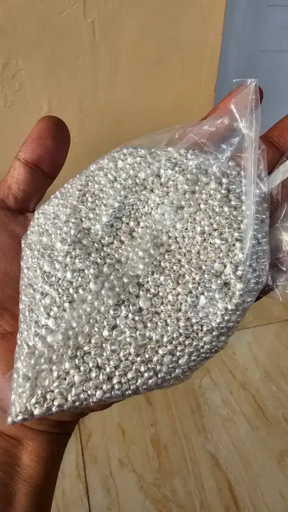 JUAL BAHAN PERAK BUTIRAN GRANULE MURNI ASLI GARANSI 1000 GR / 1KG