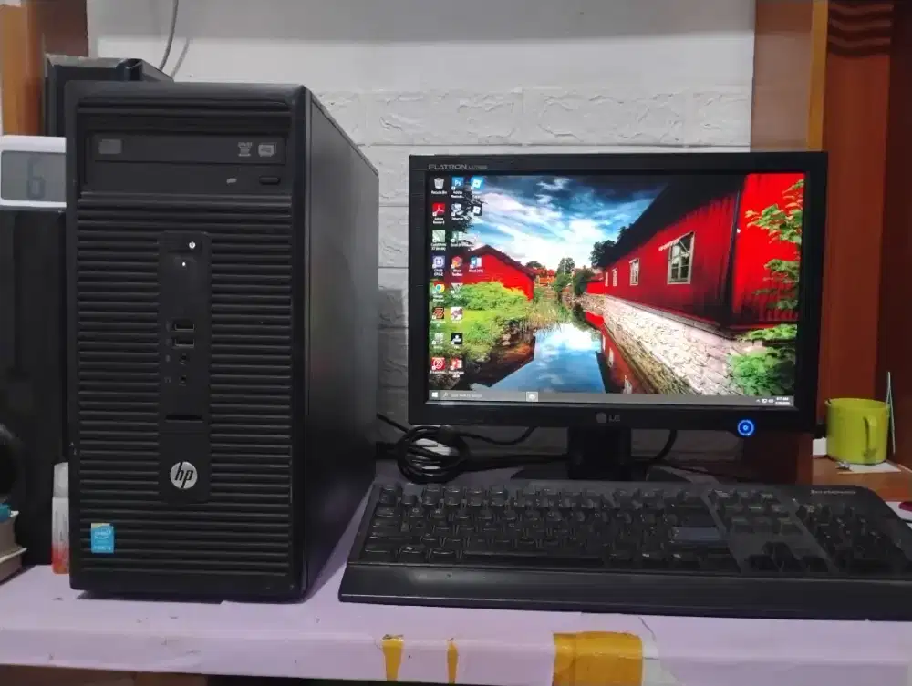 Pc HP fullset (ready gaming) intel + ram 8gb + monitor 17inch