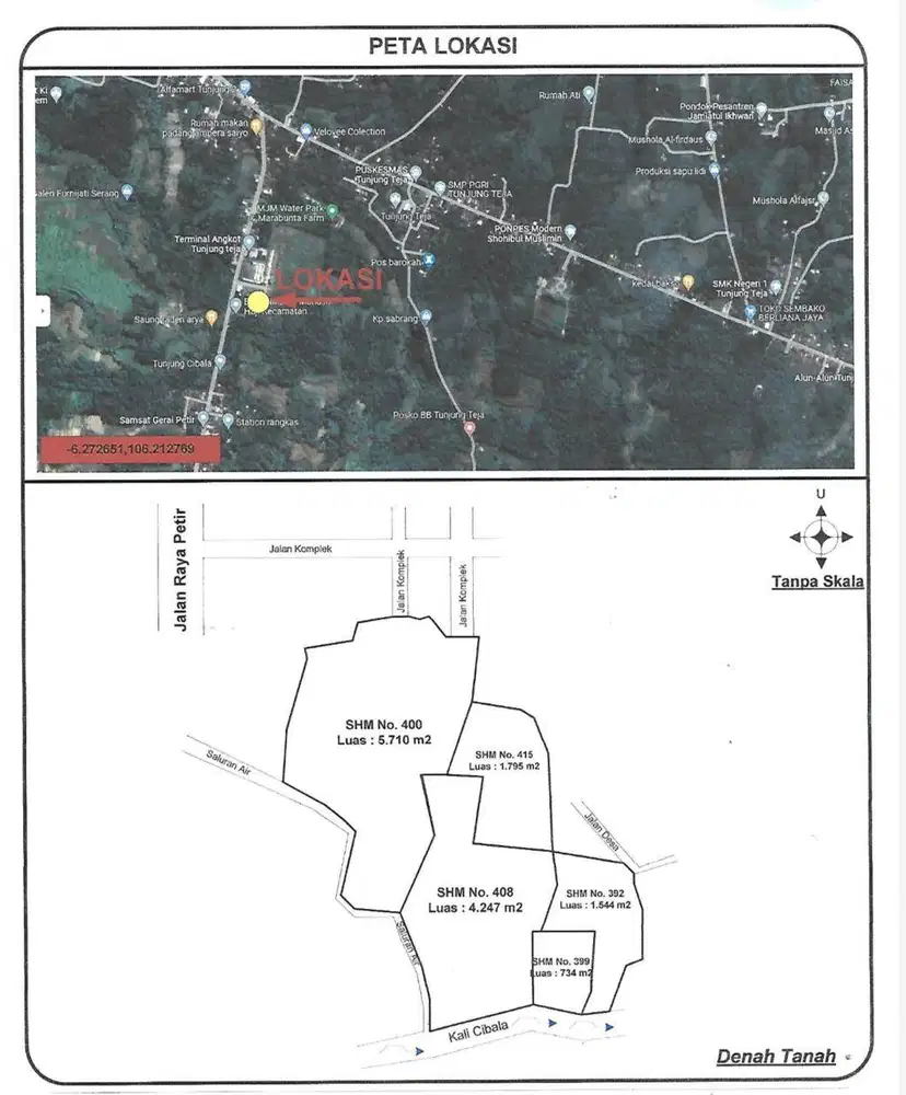 TANAH STRATEGIS 1,4 HA DI TUNJUNG TEJA SERANG - 5 MENIT DARI PINTU TOL