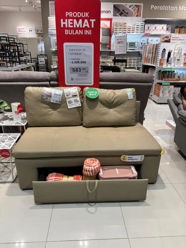 jual baru sofa storage bahan kulit sintetis
