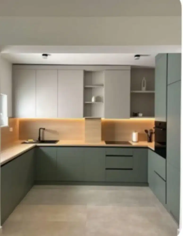 Grey dop Hpl Kitchen Set
