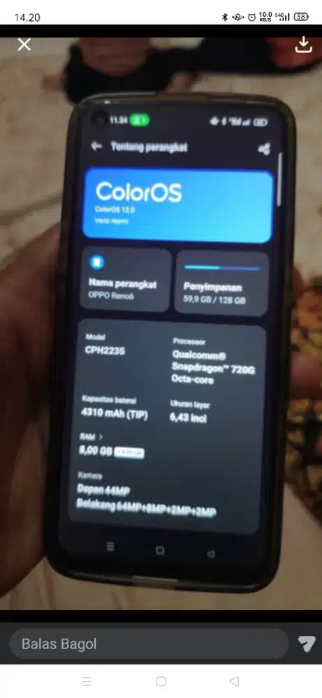Oppo reno 6 ram 8 128