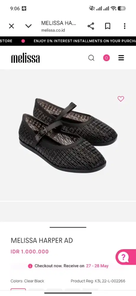 Sepatu Melissa Harper black size 37