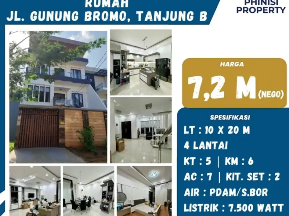 DIJUAL Rumah besar di Jalan Gunung Bromo Tanjung Bunga