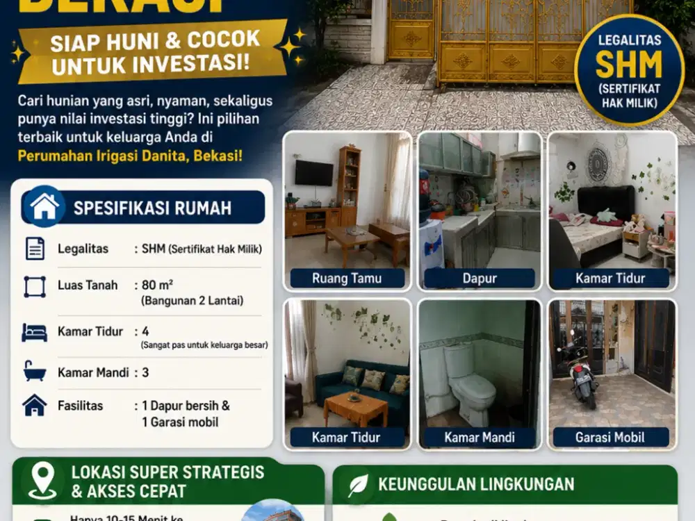 ✨ RUMAH 2 LANTAI STRATEGIS DI PUSAT KOTA BEKASI – SIAP HUNI & COCOK UNTUK INVESTASI! ✨