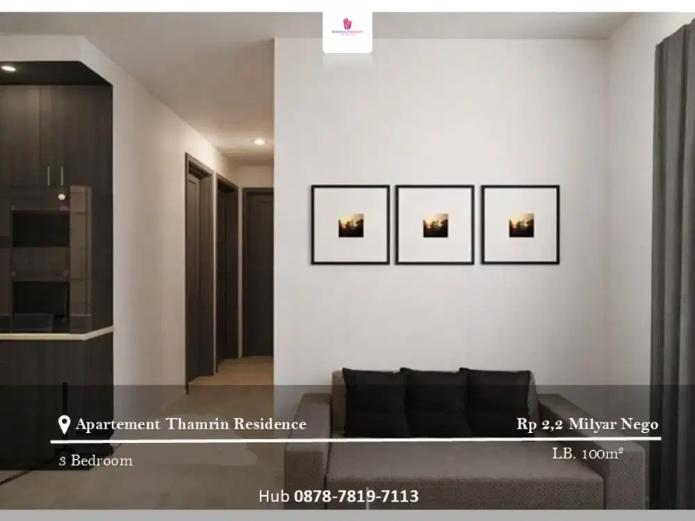Dijual Apartement Thamrin Residence 3BR Full Furnished