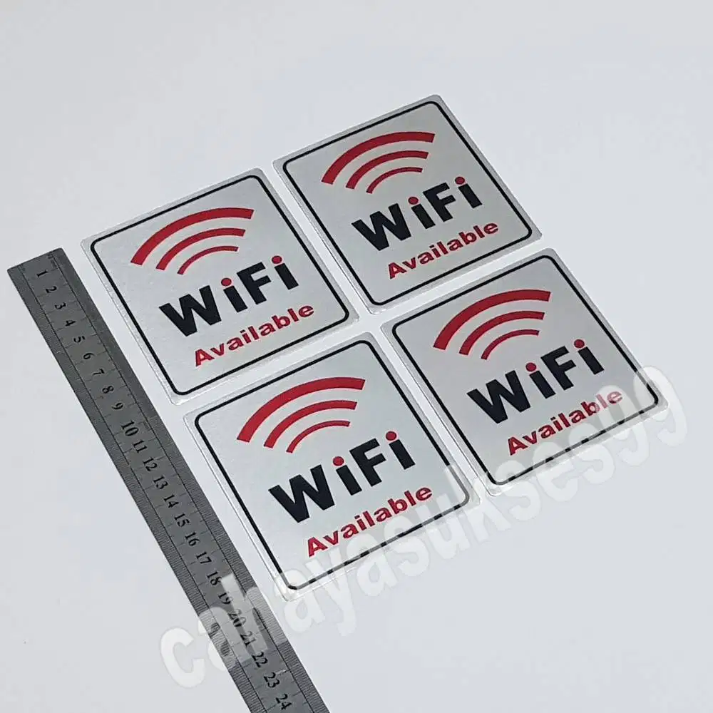 Sticker Aluminium Sign Board WiFi Available 9cm Stiker Label Kantor