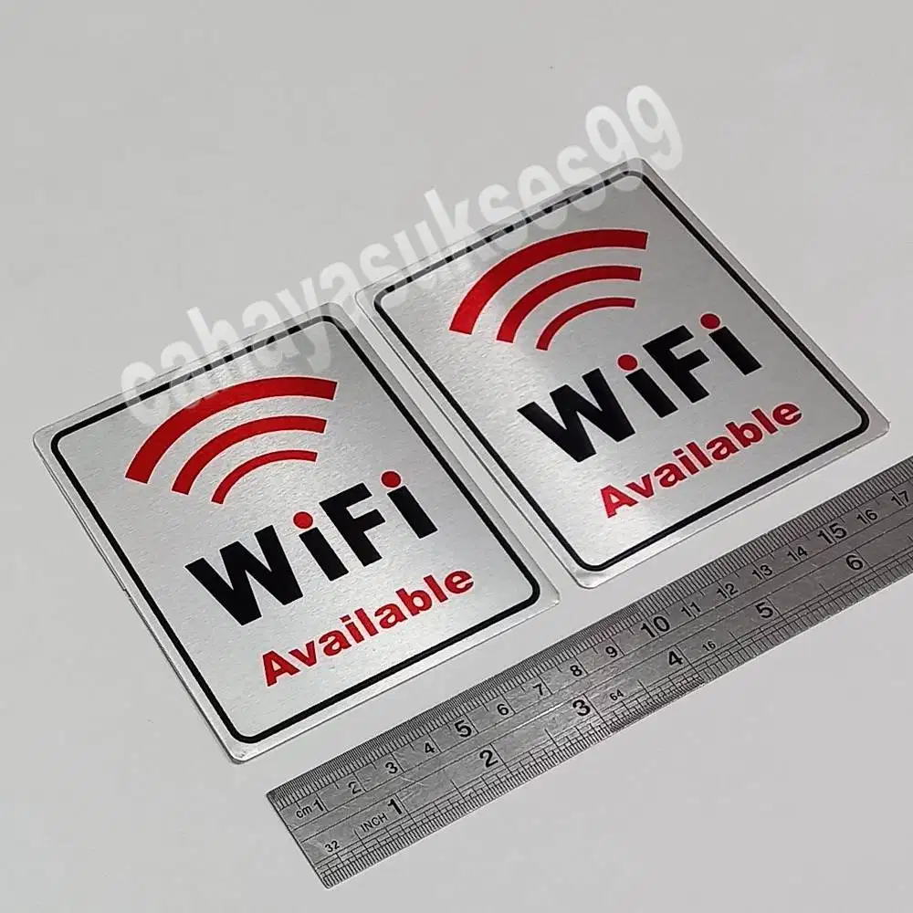 Sticker Aluminium Sign Board WiFi Available 9cm Stiker Label Kantor