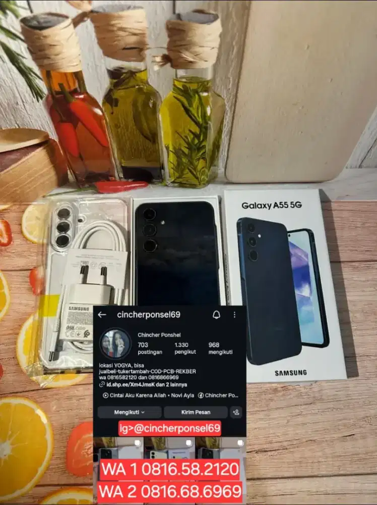 Jual hp likenew samsung A55 5G 8/256 istimewa grns resmi  free ADAPTOR