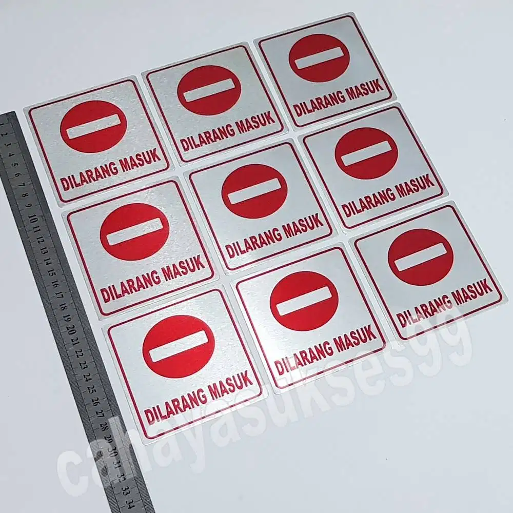 Sticker Aluminium Sign Board DILARANG MASUK Stiker Pintu Ruangan