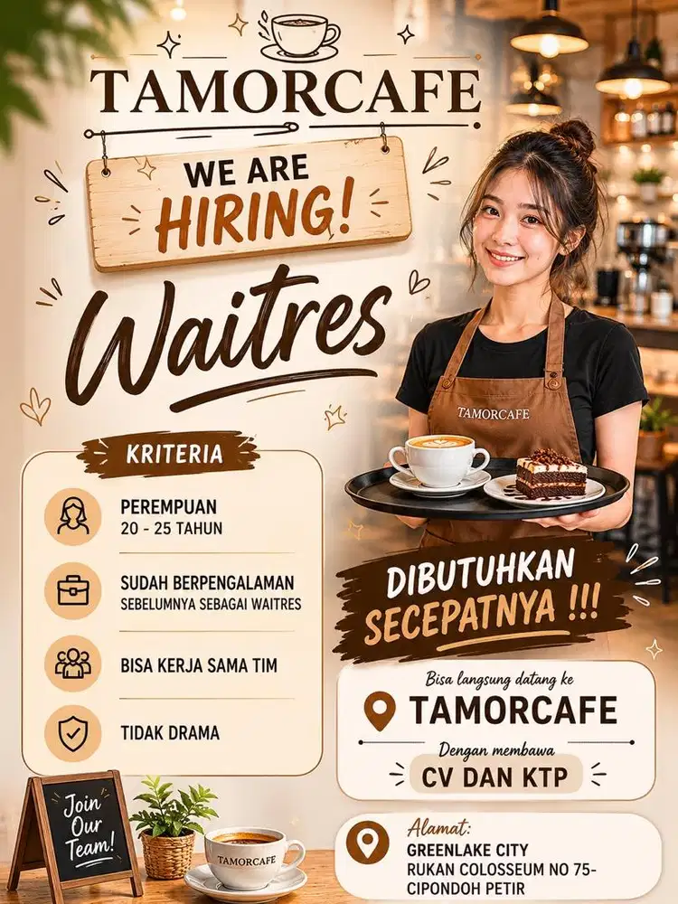 LOWONGAN KERJA WAITRES (BUTUH CEPAT)