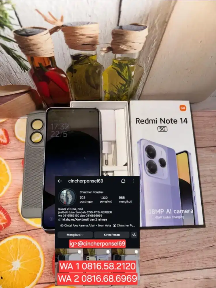 Hp likenew REDMI NOTE 14 5G 8/256 istimewa pakai bentar aja BH 100%