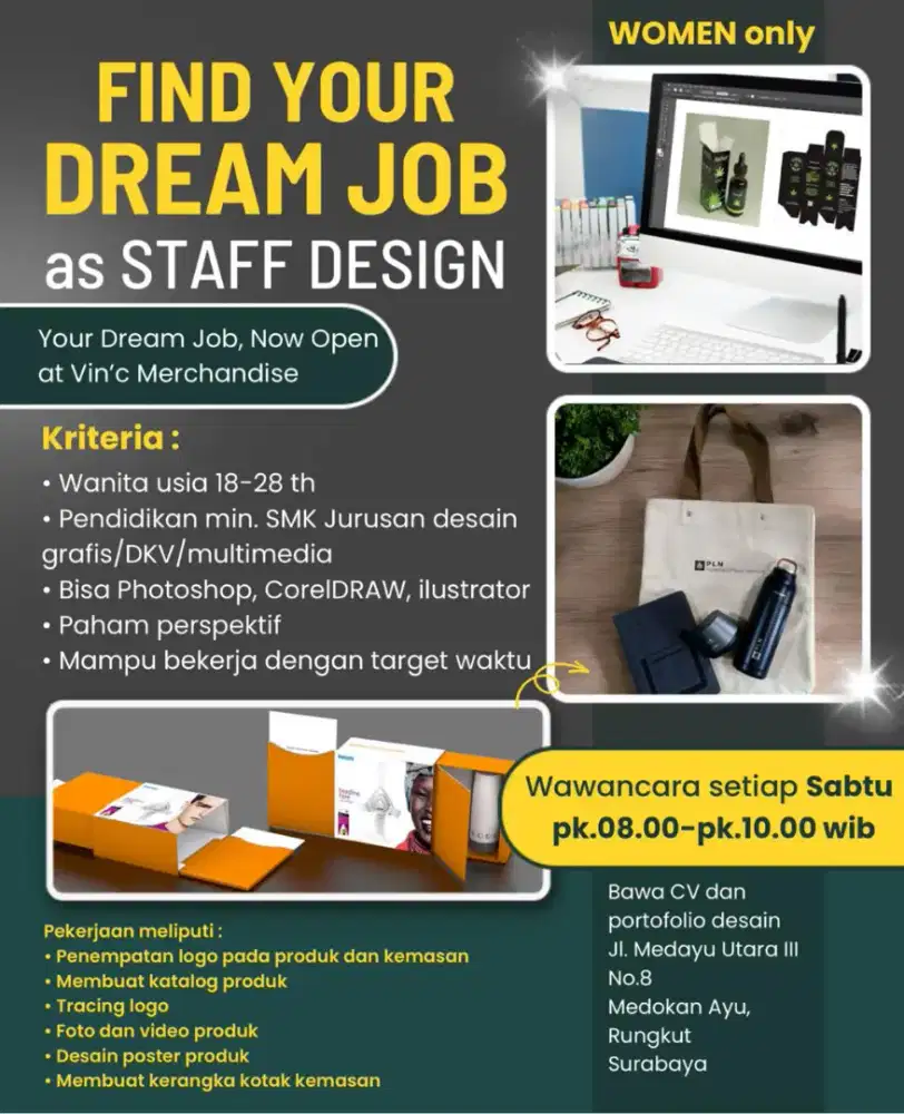 Dibutuhkan staff karyawati Desain Grafis