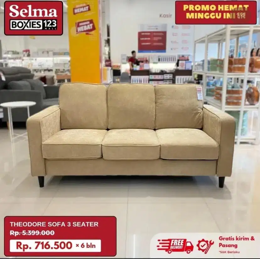 Sofa 3 dudukan dengan rak penyimpanan