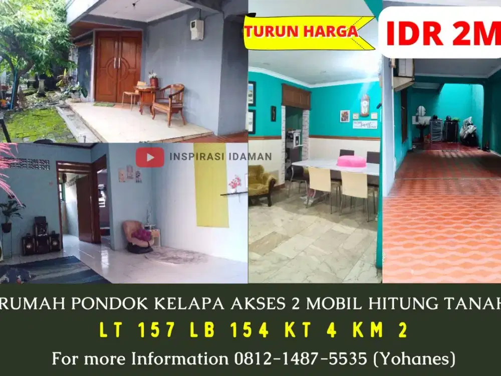 Rumah Pondok Kelapa 157mtr Akses 2 Mobil Hitung Tanah