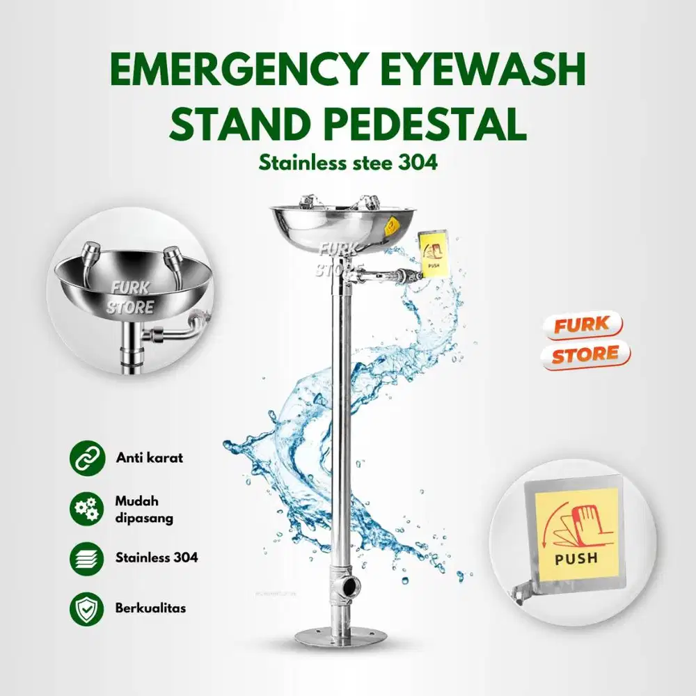 EWST01 Eyewash Stand Pedestal Stainless Steel – Emergency Eye Wash | E