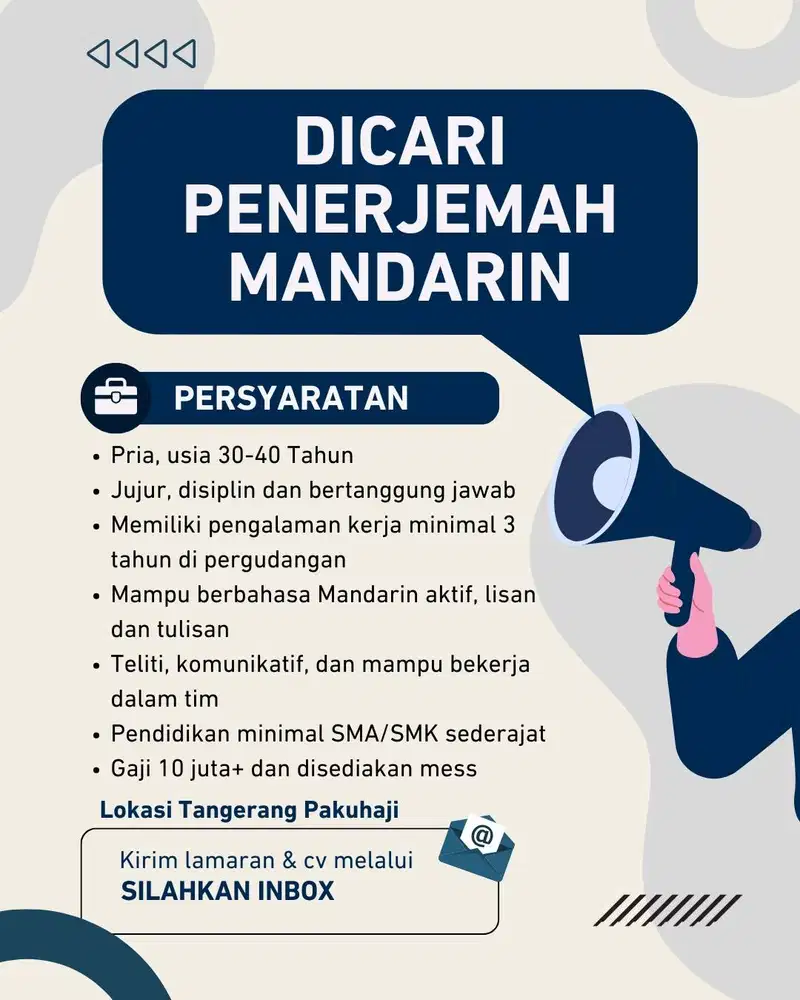 LOWONGAN KERJA TRANSLATOR MANDARIN