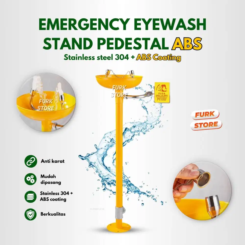EWST02 Eyewash Stand Pedestal Stainless + Lapisan ABS – Emergency Eyew