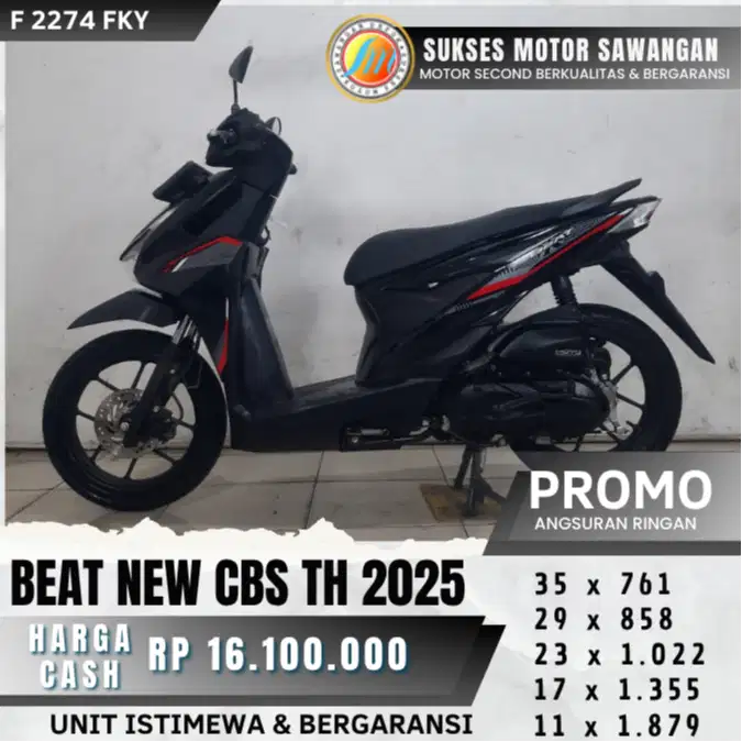 HONDA BEAT NEW CBS TH 2025 UNIT MULUS KM LOW BISA KREDIT BERGARANSI