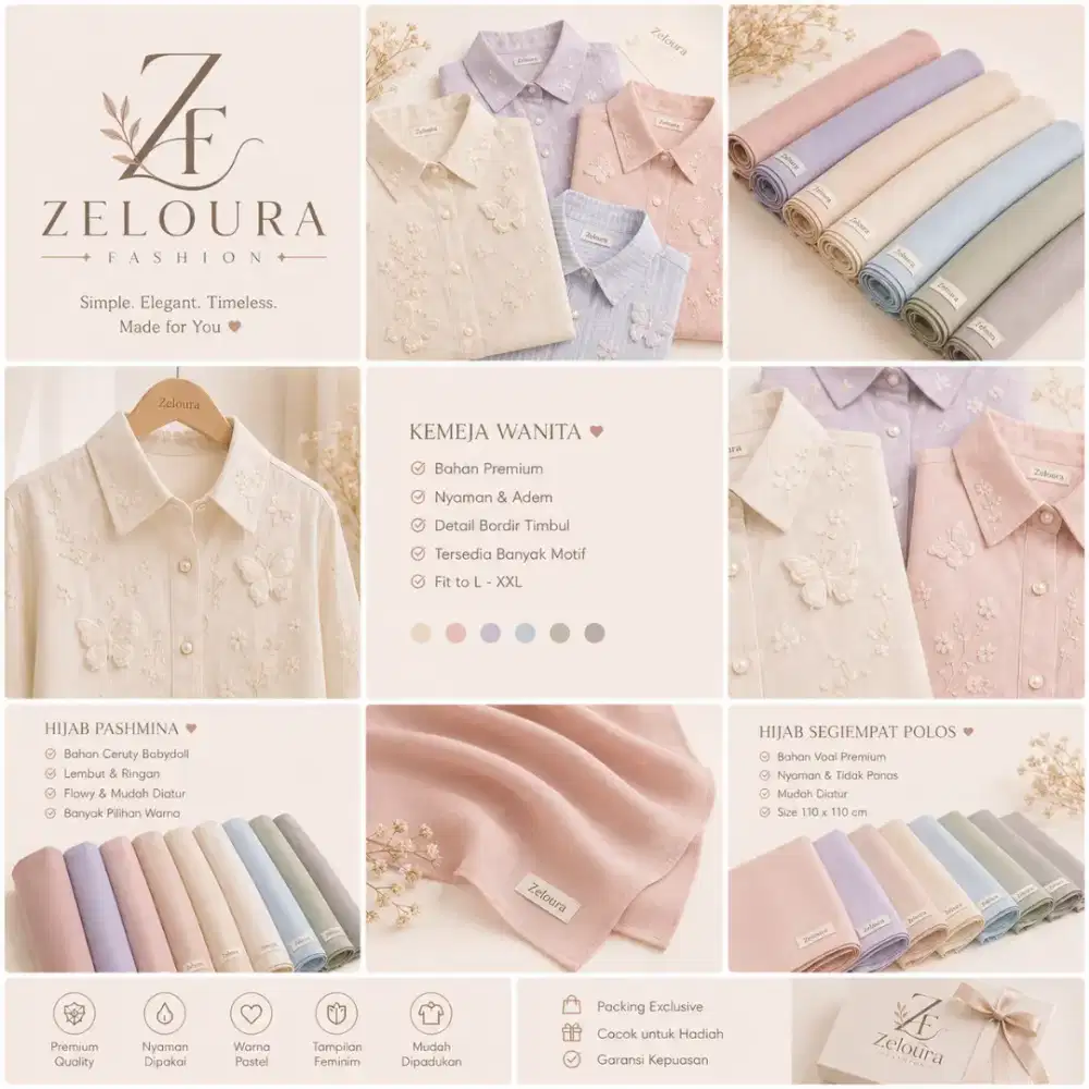 Zeloura Fashion | Hijab & Kemeja Premium Wanita