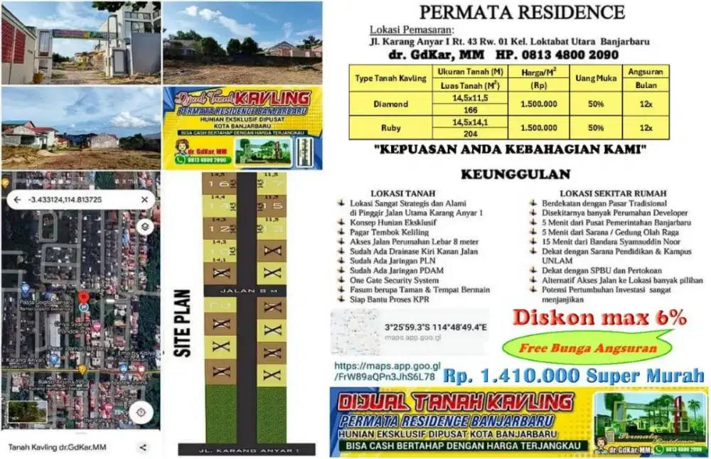 Jual Murah Tanah Kavling Dlm Kota Banjarbaru