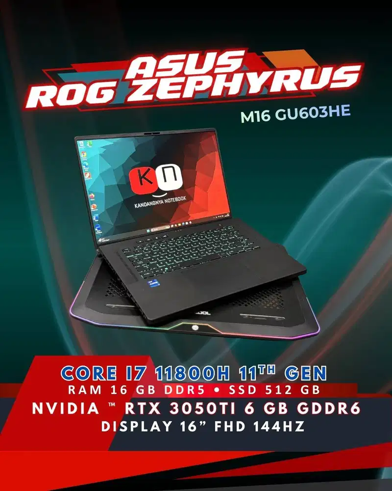 Asus Rog Zephyrus M16 GU603HE i7 11800H Nvidia RTX3050Ti 16inch 144Hz