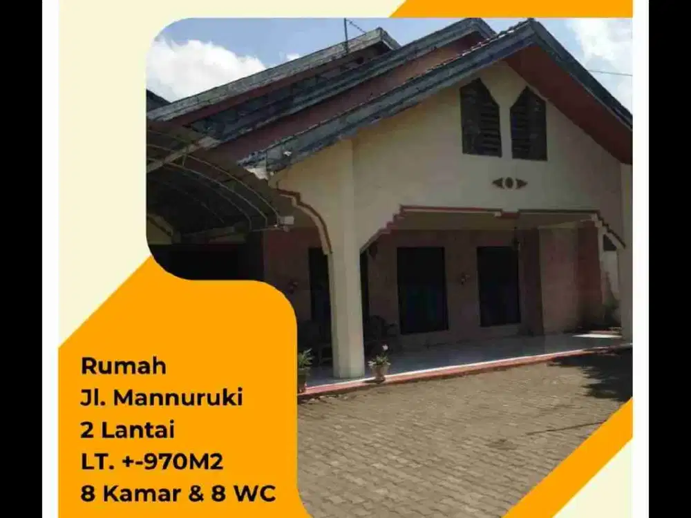 Rmh Jl.Mannuruki makassar
Rumah 2 lt
Luas tanah-+970 M2.
Kamar Tidur 8 unit
KM/WC 8 unit
Ruang Tamu 1 unit
Ruang keluarga
Dapur
Ruang Makan 1 Unit
Gudang 2 unit
Garasi 2 unit
Rp. 4 Mlyr Nego