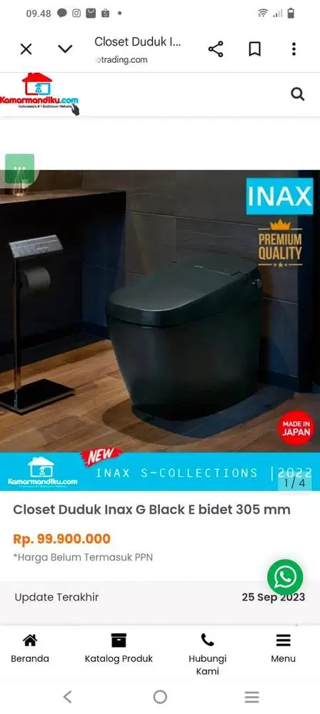 Close duduk inax G Black E bidet 305 mm