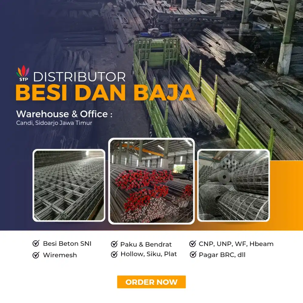 Jual besi beton sni, besi wiremesh, bendrat, paku, siku, bondek