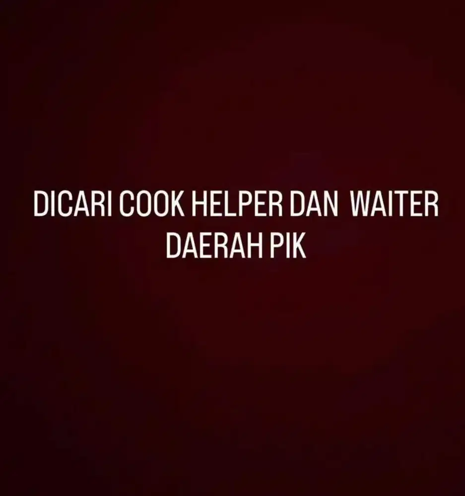 DICARI KOKI STEAK DI PIK