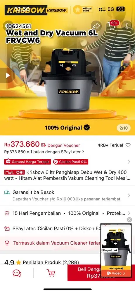 Krisbow 6 liter penghisap debu wett & Dry 400 watt