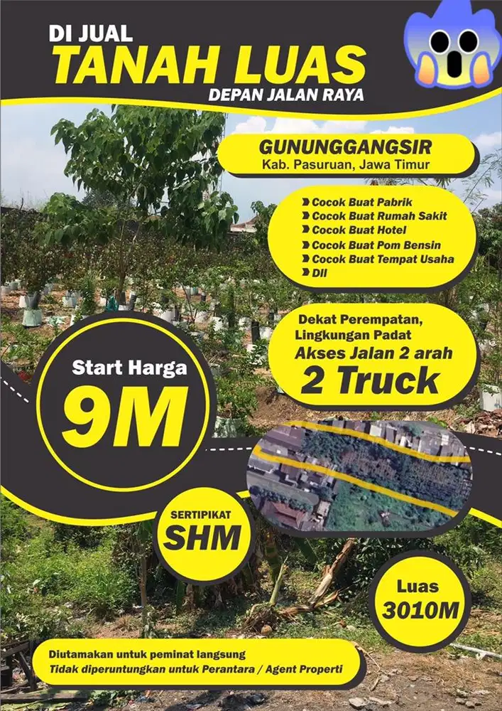 Dijual sebidang Tanah Luas Cocok untuk usaha