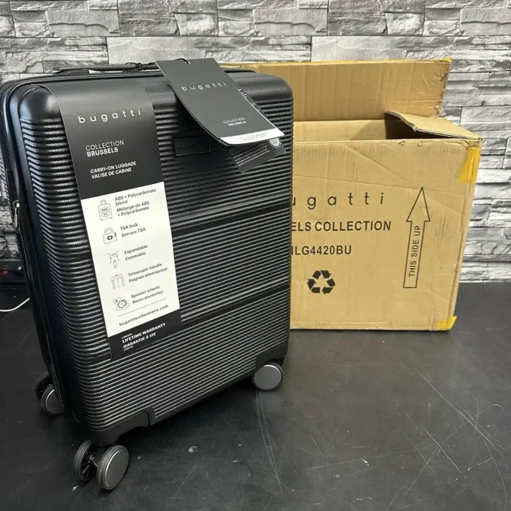 KOPER BUGATTI 20” black Striped Hardside Lightweight Expandable New
