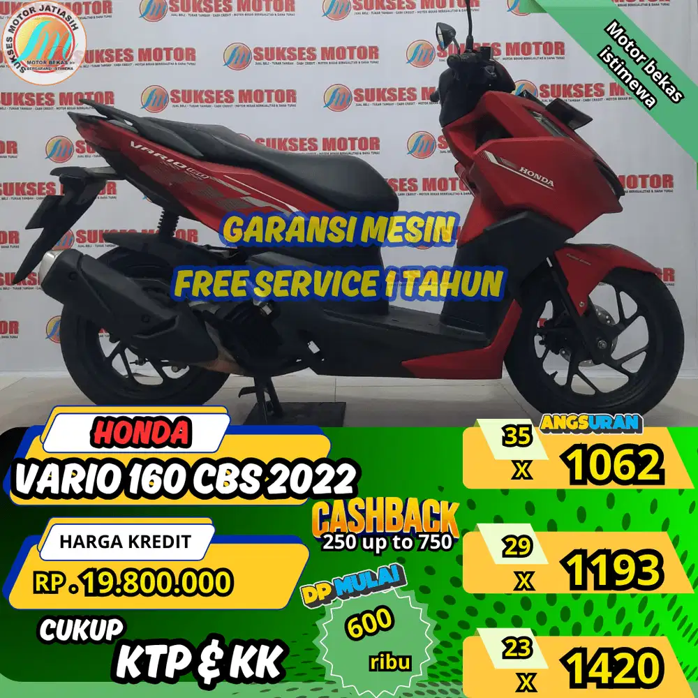 HONDA VARIO 160 CBS 2022 DP&ANGSURAN TERMURAHSYRT KTP&KK(SUKSESMOTOR)