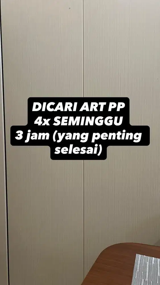 DICARI ART PP (Pulang-Pergi) 4x seminggu