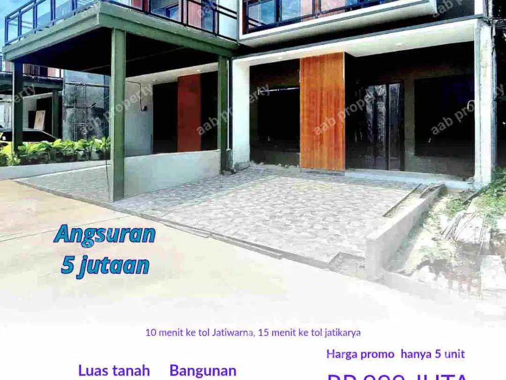 oyyy..2 juta langsung akad, promo terbatas 5 unit harga 999 JT, rumah 2 lantai