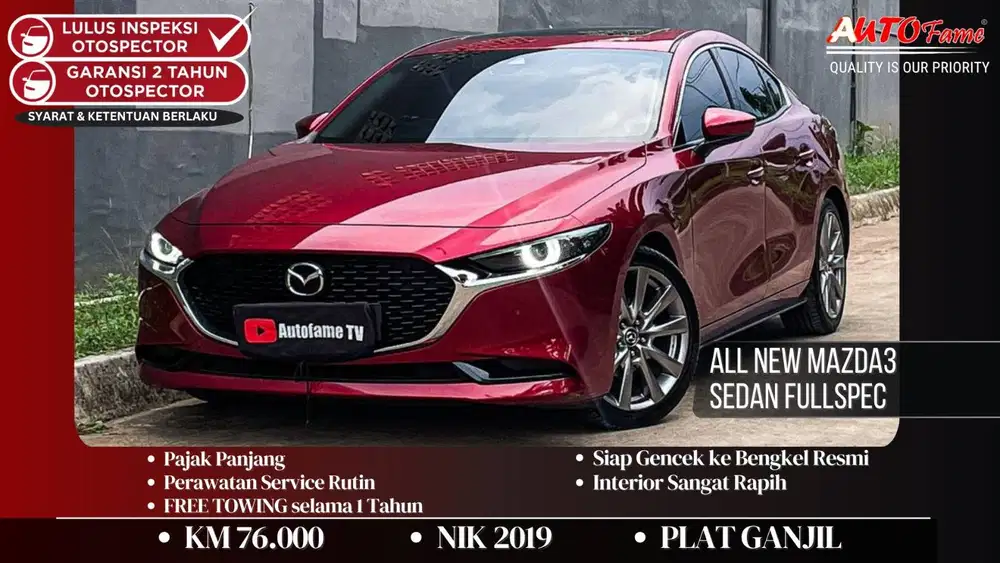 Mazda3 Sedan Fullspec Soul Red Crystal On Black NIK 2019
