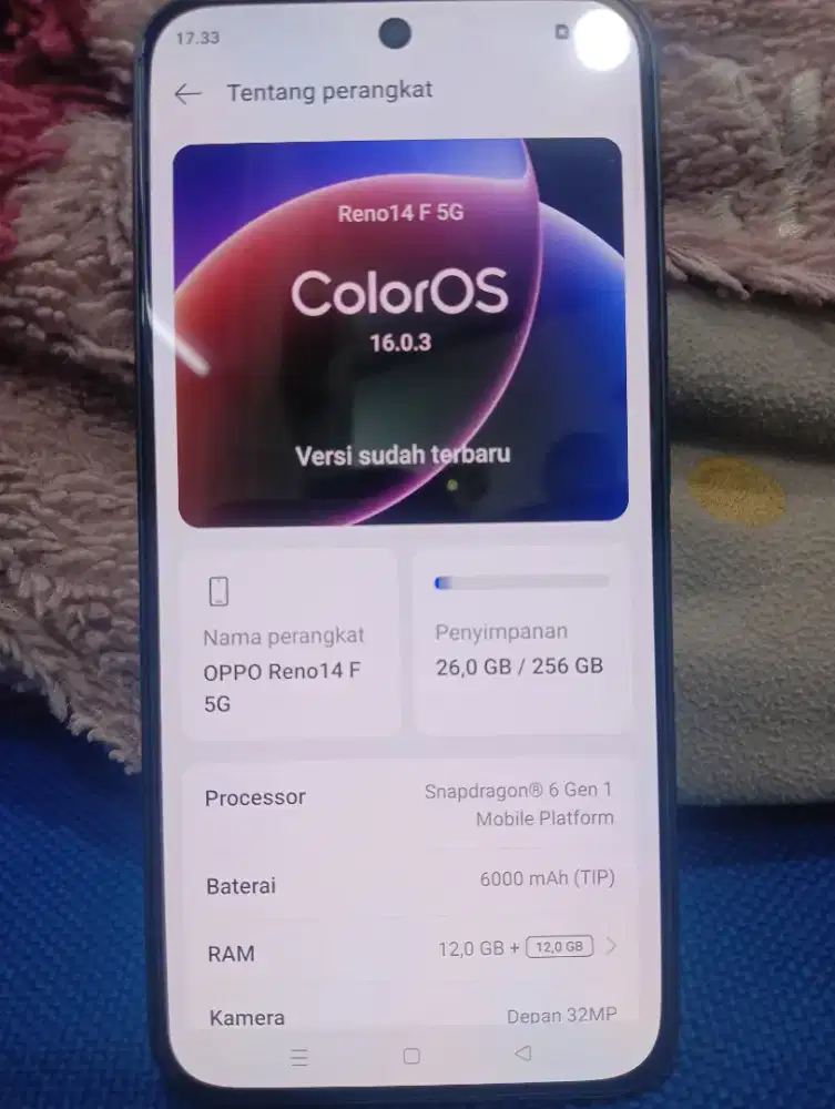 Oppo Reno 14F 5G 12+12/256 second masih garansi 6 bulan lagi