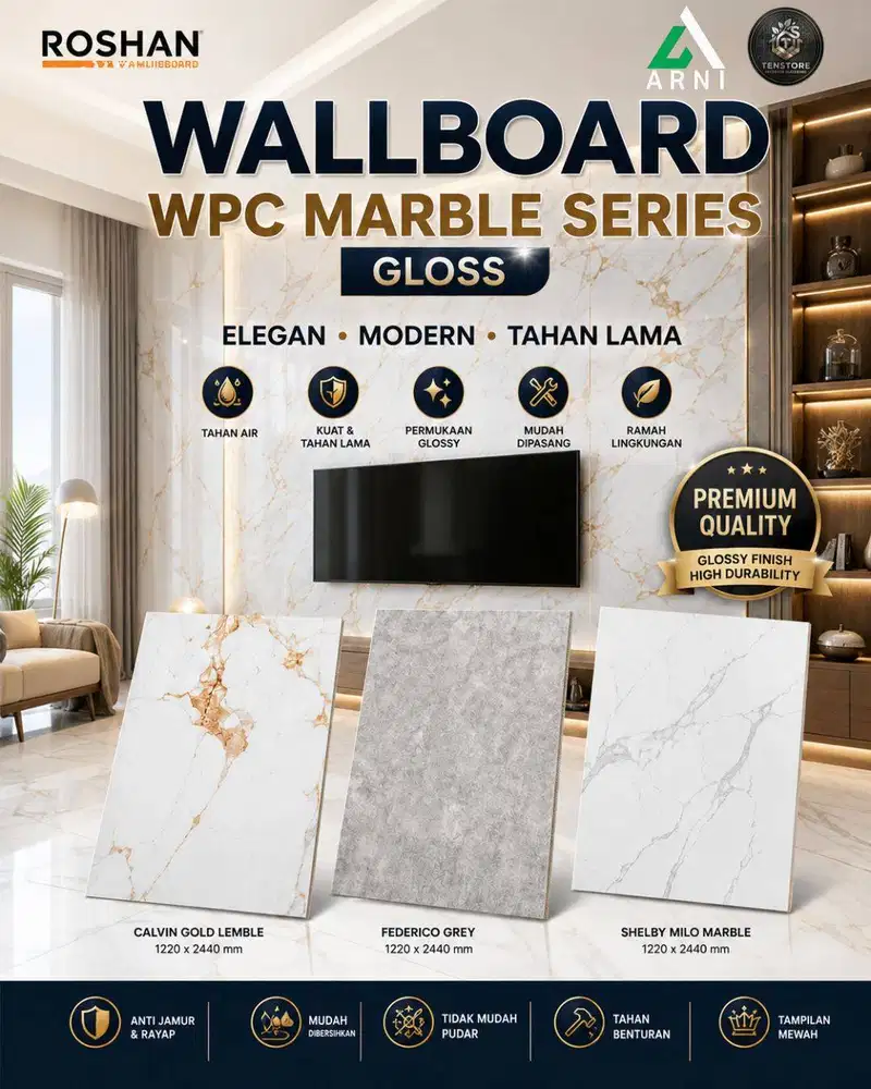 WALLBOARD ROSHAN WPC MARBLE SERIES GLOSS