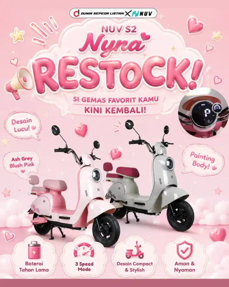 Restock lagi Sepeda Listrik Murah Nuv Nyra 4jutaan Bisa Kredit