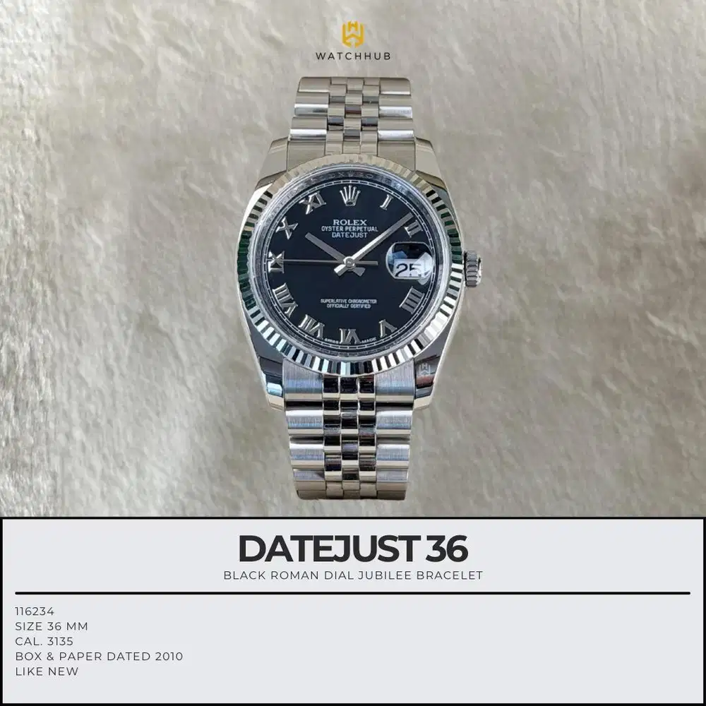 Rolex Datejust 36 Black Roman 116234