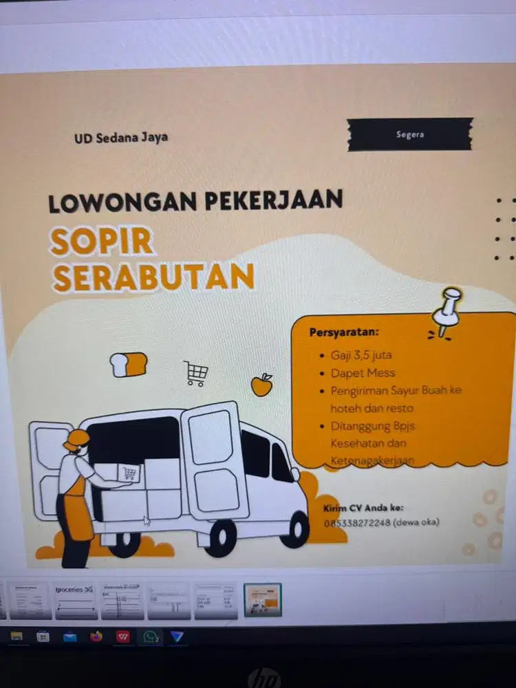 Dicari sales dan sopir serabutan