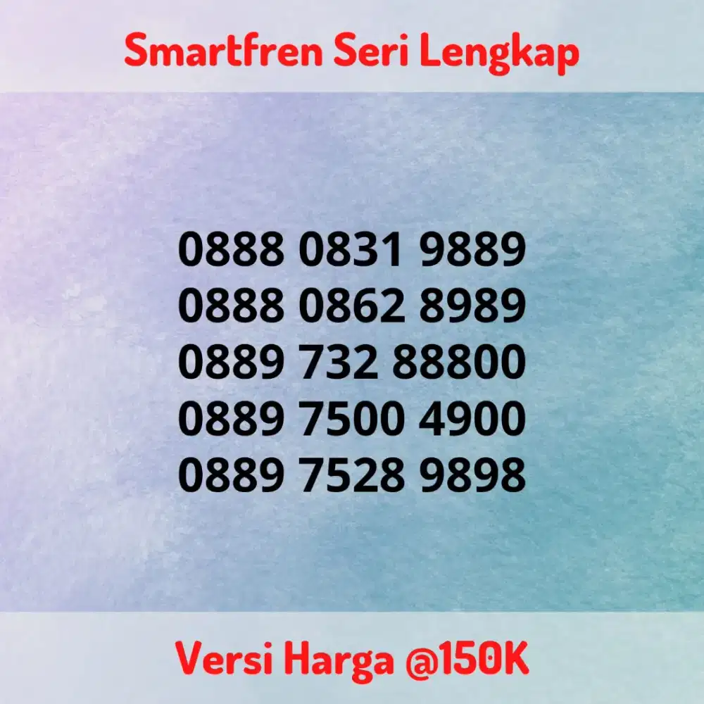 Nomor Cantik Kartu Perdana Smartfren Seri LENGKAP Versi @150K