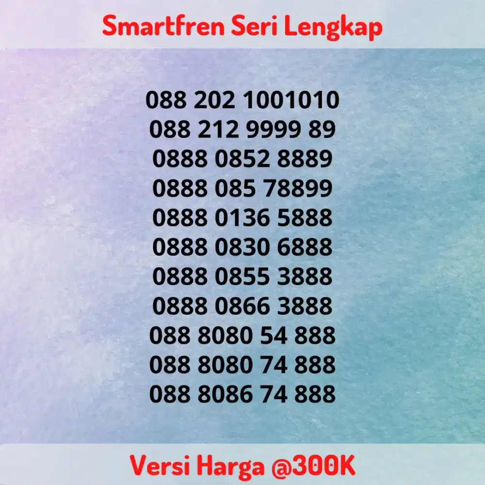 Nomor Cantik Kartu Perdana Smartfren Seri LENGKAP Versi @300K