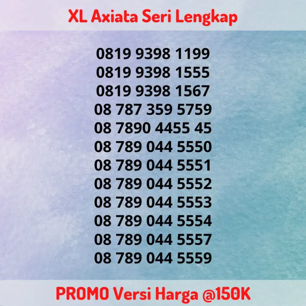 Nomor Cantik Kartu Perdana XL Axiata Seri LENGKAP Versi @150K Murah