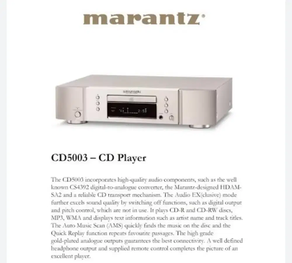 Jual CD Player Marantz CD 5003 kondisi baik