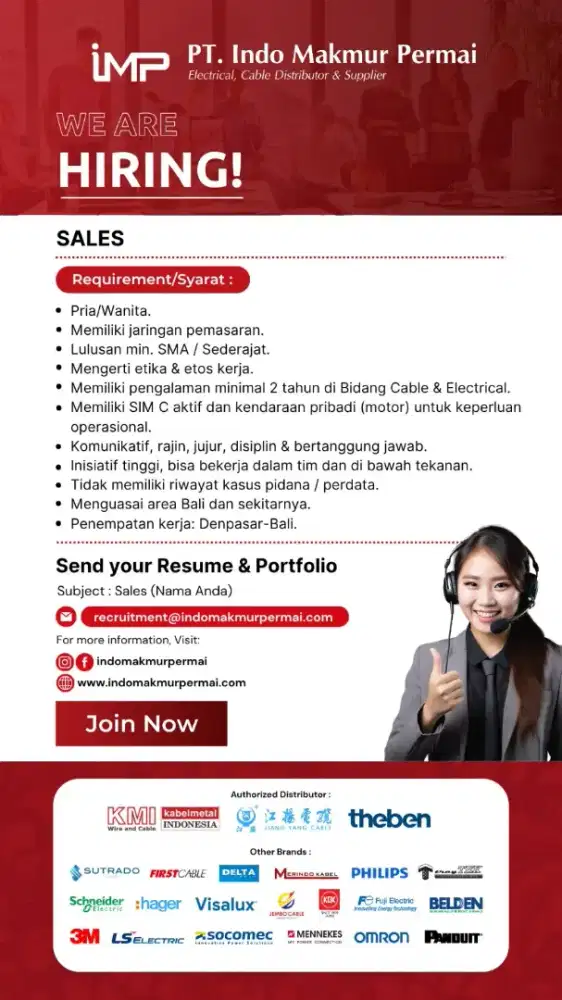 DI BUKA LOWONGAN KERJA U/ Posisi Admin gudang, sales, gudang & supir